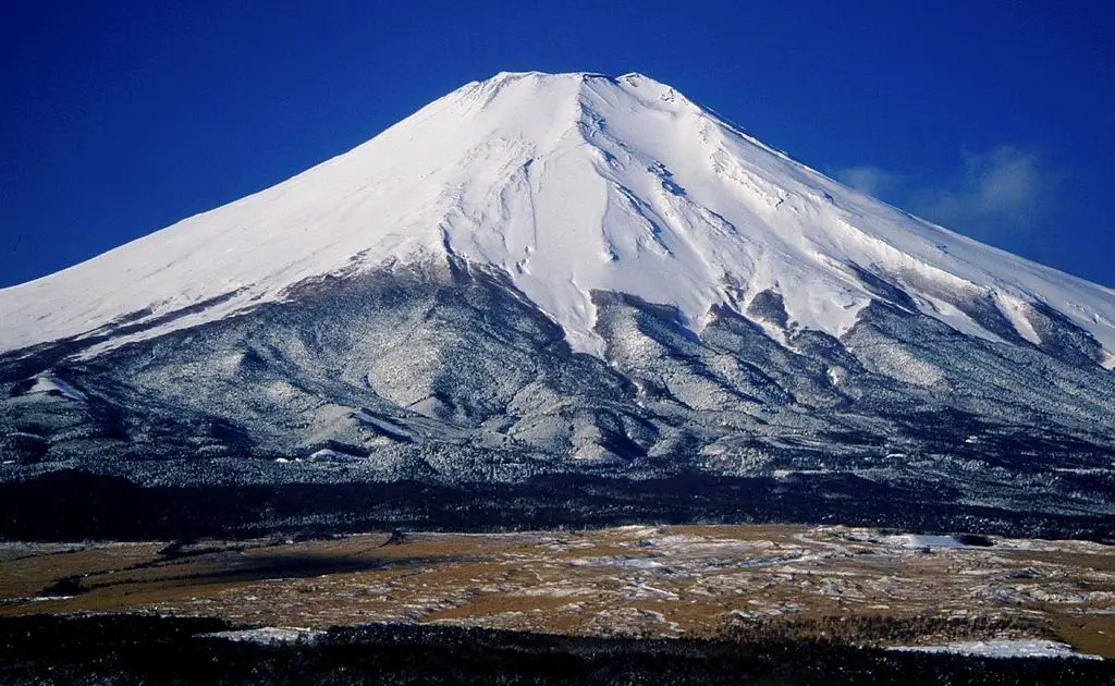Snow-covered Mount Fuji