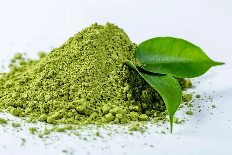 Vibrant green color of matcha powder