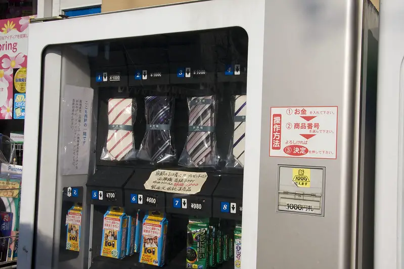 A vending machine selling neckties