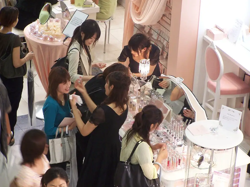 Buyers at a cosmetic store in Japan