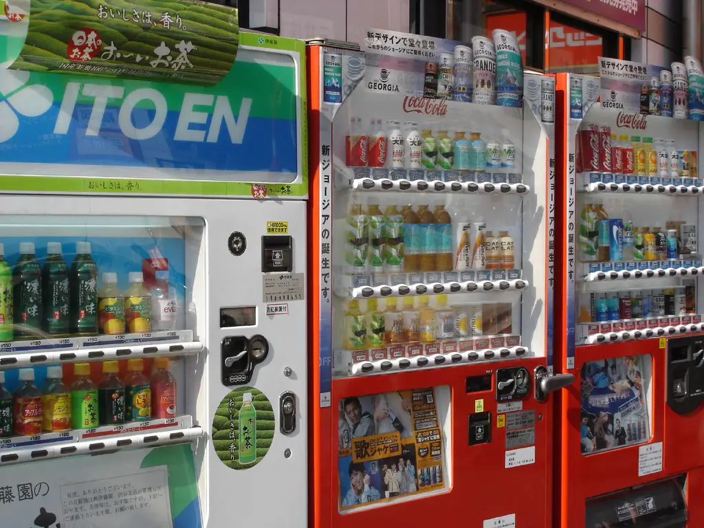 Vending machine selling beverages