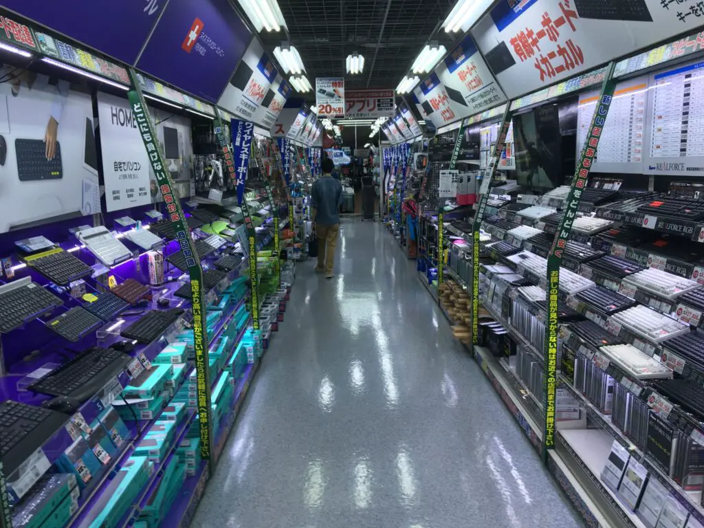 Peripherals in a Japanese electronic store