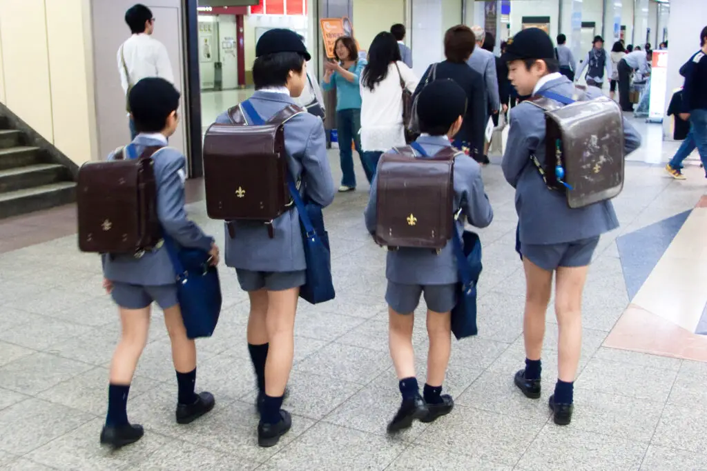 School boys With backpacks in japan (